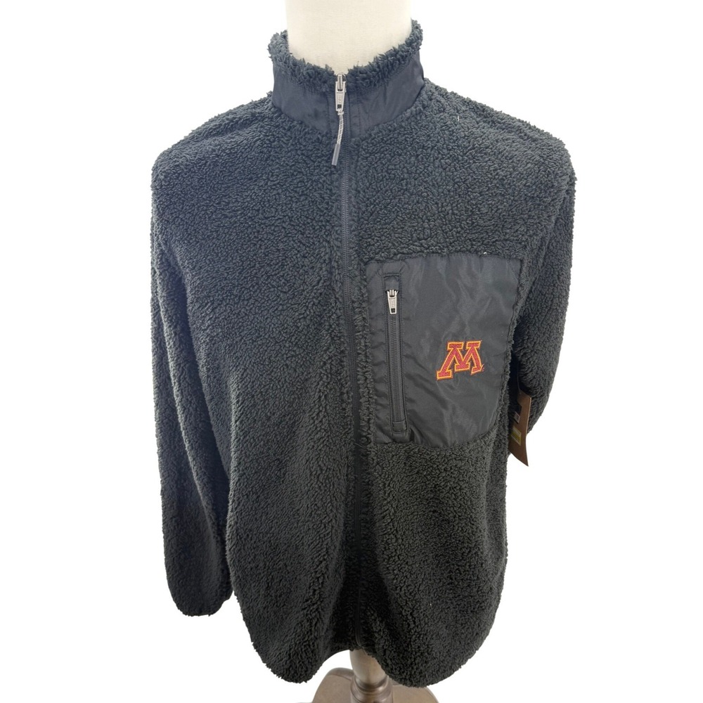 Rivalry Threads Minnesota Golden Gophers Black Sherpa Fleece Full Zip Jacket M